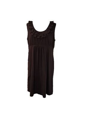 Bass Brown Ruffled Neckline Sleeveless 100% Cotton Dress Size XL EUC